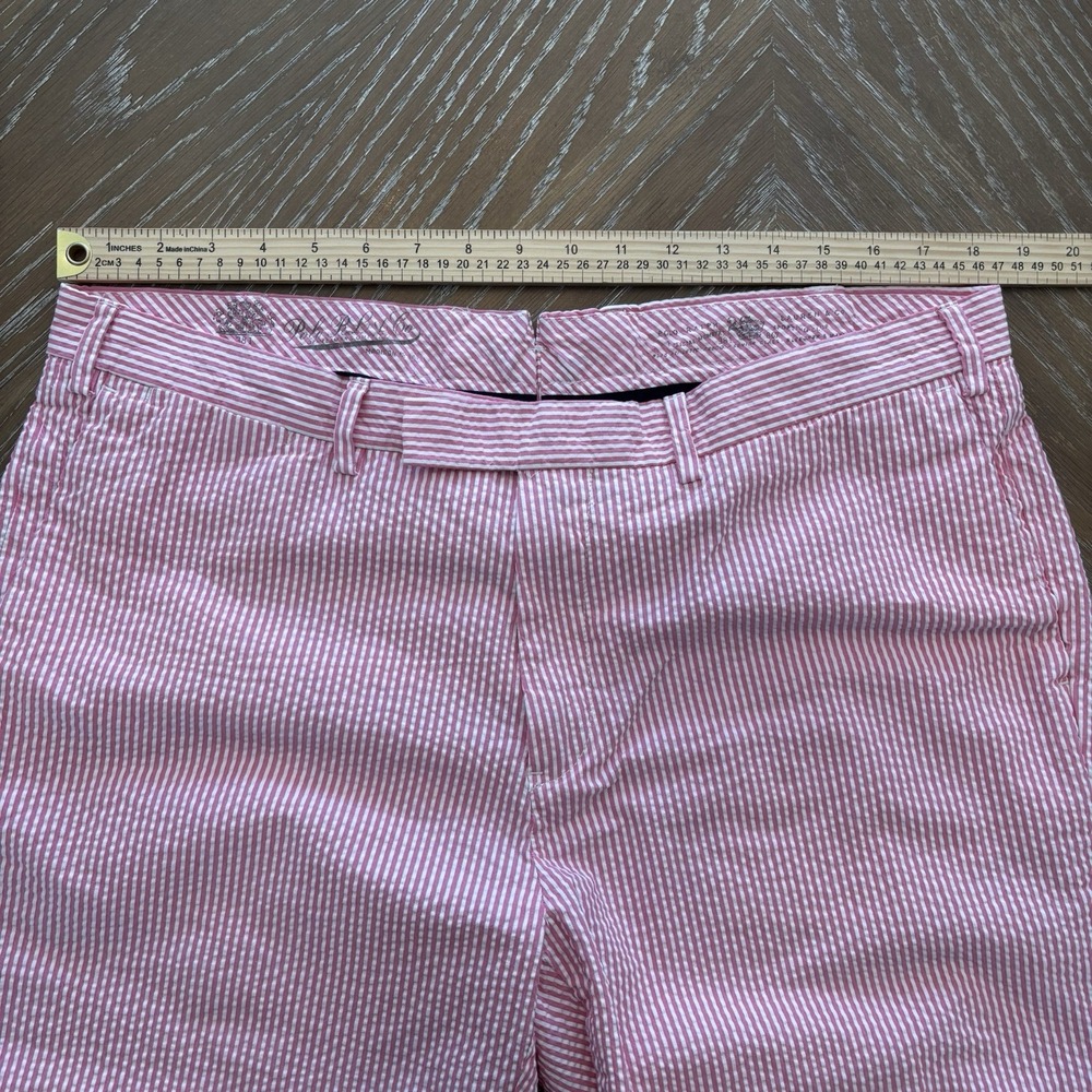 Polo Ralph Lauren 38 Pink/White Stripe Seersucker Suffield Fit Preppy Shorts EUC - Picture 4 of 6